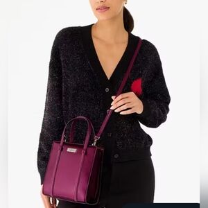 NWT Kate Spade Kenzie Patent Faux Leather Mini Tote Dark Raspberry